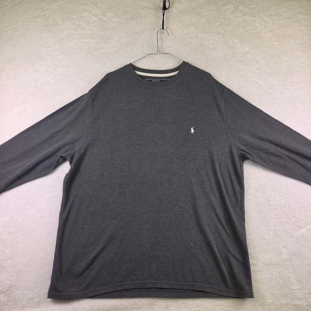 Polo Ralph Lauren Waffle Knit Sleepwear Shirt Mens 3XL Gray Long Sleeve Pony